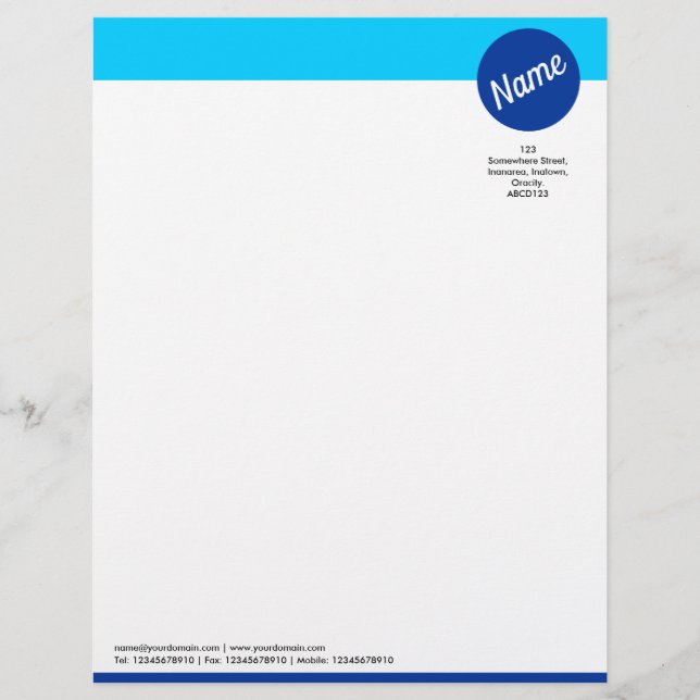 Kopf und Kreis - Blautöne Briefbogen (Vorderseite)