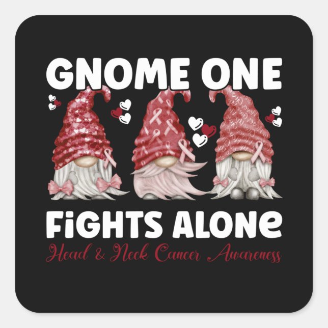 Kopf- und Nackenkrebs-Burgund-Band Quadratischer Aufkleber (Vorderseite)