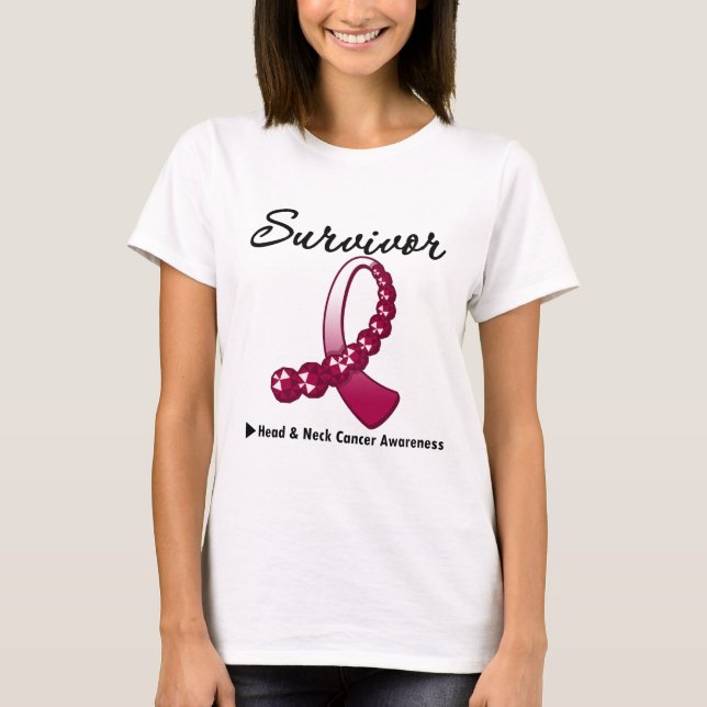 Kopf-und Nackenkrebs-Survivor Gemstone Ribbon T-Shirt (Vorderseite)