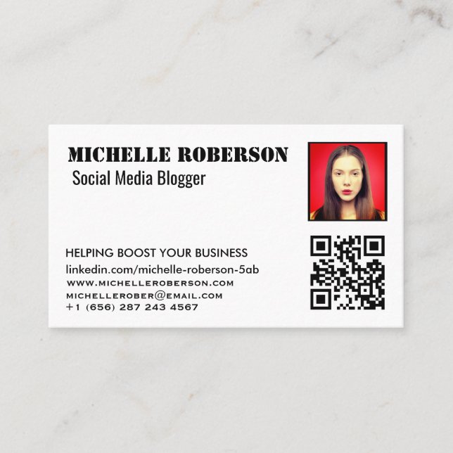 Kopf- und QC-Code weiß Visitenkarte (Vorderseite)