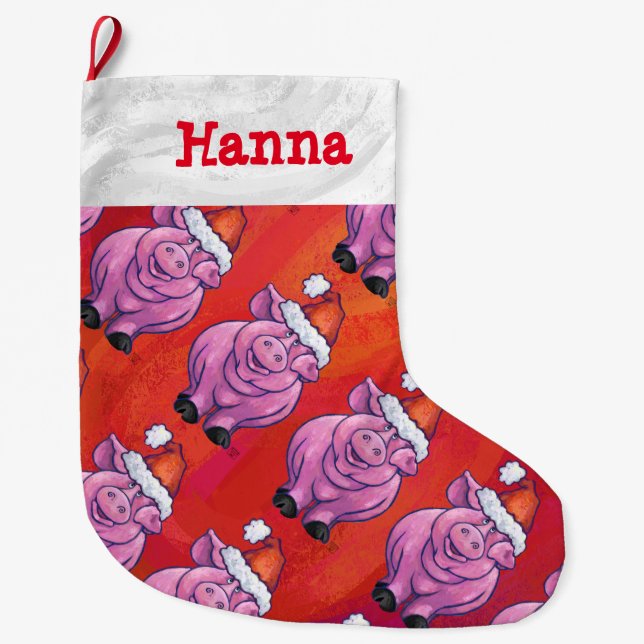 Kopf-und Schwanz-Schwein-Muster-Weihnachten Großer Weihnachtsstrumpf (Vorderseite)