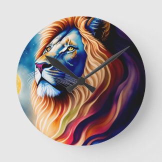 Kopf White Lion Farben Kunst Runde Wanduhr