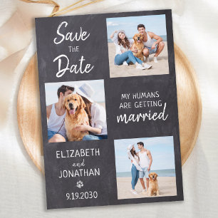 Kopfbrettchen-Hund Hochzeitfoto-Collage Save The Date