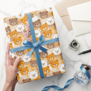 Köpfe aus Beige und Braunbären Geschenkpapier