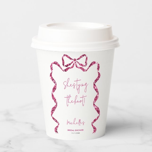 Kopffe das rosa Glitzer-Bug-Brautparty Pappbecher (Vorderseite)