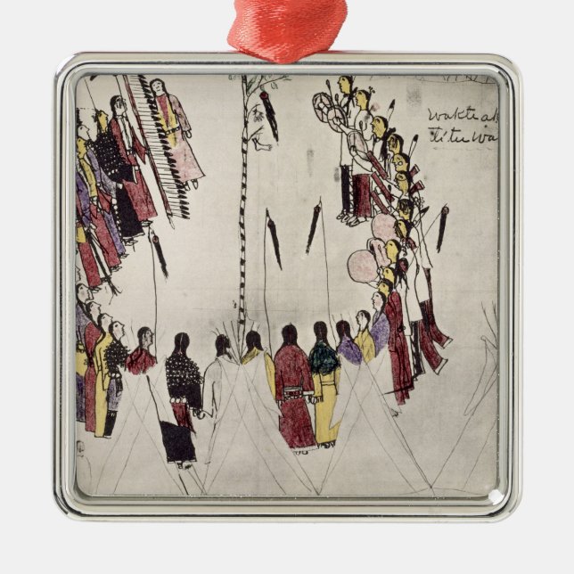 Kopfhauttanz oder Siegtanz (Tinte auf Papier) Ornament Aus Metall (Vorne)