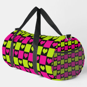 Kopfhörer an der Tafel - Kalkgrün, Hot-Pink und Sc Duffle Bag
