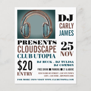 Kopfhörer, DJ, Club Event Advertising Flyer