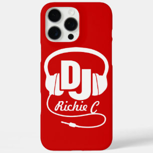 Kopfhörer DJ individuelle Name rot-weiß Grafik iPhone 16 Pro Max Hülle