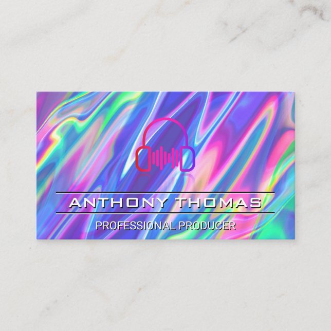 Kopfhörer | Farbenfroher Hintergrund für Flüssigke Visitenkarte (Vorderseite)
