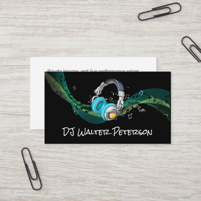 Kopfhörer | Hintergrundmusik Visitenkarte (Vorderseite/Rückseite Beispiel)