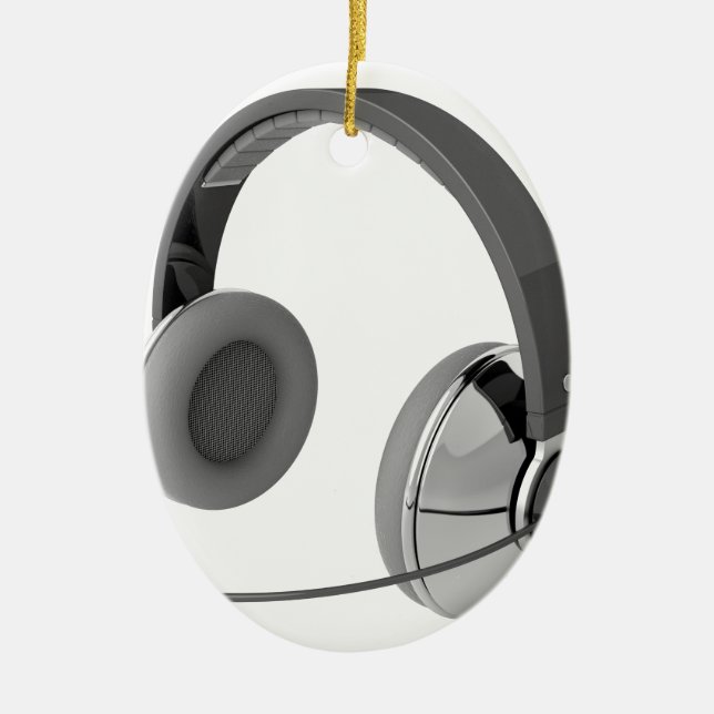 Kopfhörer mit Mikrofon Keramik Ornament (Vorne)