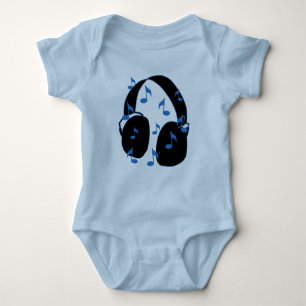 Kopfhörer mit musikalischen Anmerkungen für Baby Strampler