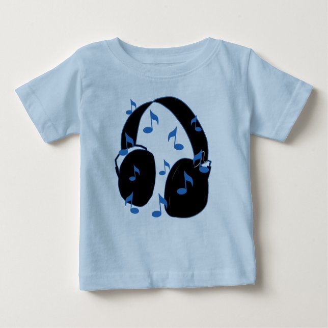 Kopfhörer mit musikalischen Anmerkungen für Baby T-shirt (Vorderseite)