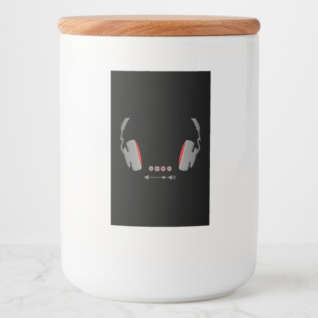 Kopfhörer mit Schaltflächen für die Kontrolle von  Lebensmitteletikett (Vorderseite)