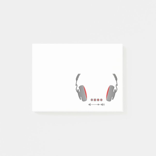 Kopfhörer mit Schaltflächen für die Kontrolle von  Post-it Klebezettel (Vorderseite)