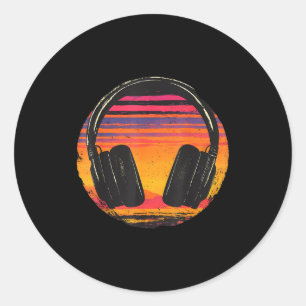 Kopfhörer Musik Dj Sonnenuntergang Entspannende Mu Runder Aufkleber