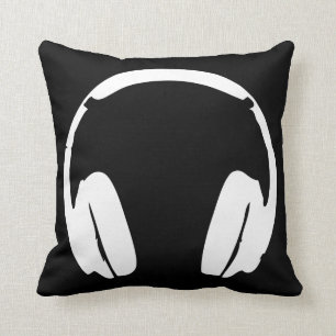 Kopfhörer Pillow (schwarz und weiß) Kissen
