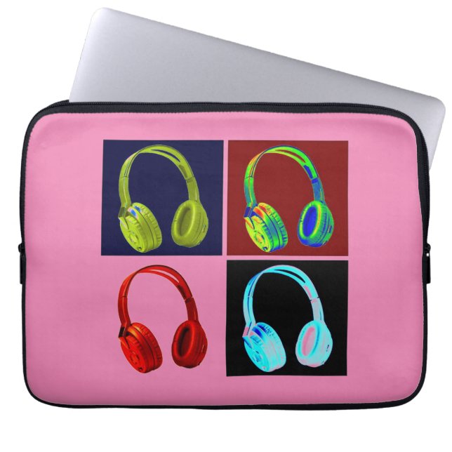 Kopfhörer Pop Art Laptopschutzhülle (Vorderseite)