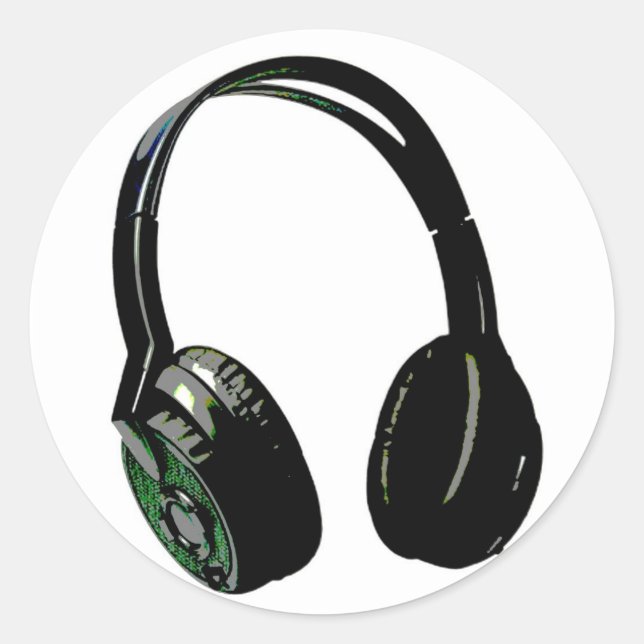 Kopfhörer Pop Art Runder Aufkleber (Vorderseite)