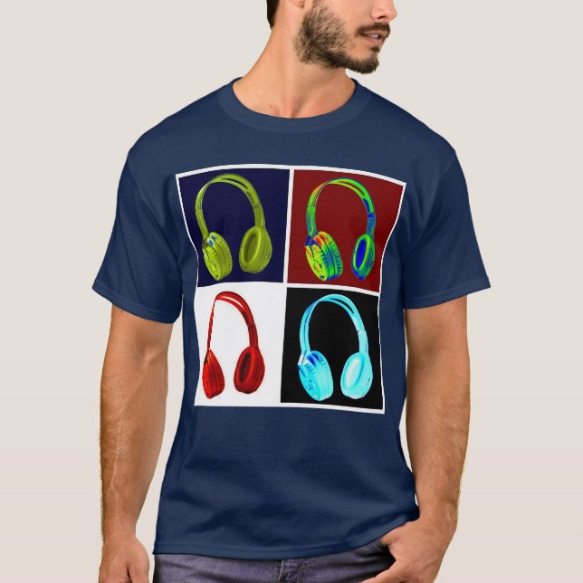 Kopfhörer Pop Art T-Shirt (Vorderseite)