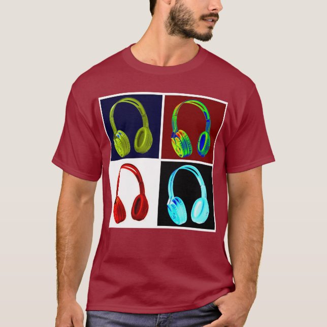 Kopfhörer Pop Art T-Shirt (Vorderseite)