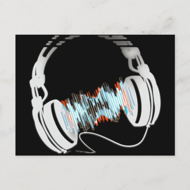 Kopfhörer Postkarte (Vorderseite)