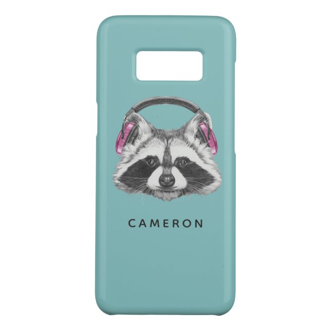 Kopfhörer-Raccoon | Name hinzufügen Case-Mate Samsung Galaxy Hülle (Rückseite)