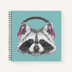 Kopfhörer-Raccoon Notizbuch