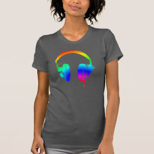 Kopfhörer Rainbow Stencil Graphic Art T - Shirt