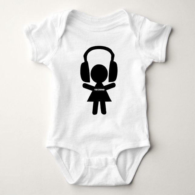 Kopfhörer Techno Musik Baby Strampler (Vorderseite)