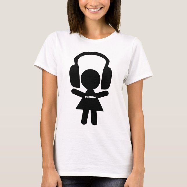 Kopfhörer Techno Musik T-Shirt (Vorderseite)