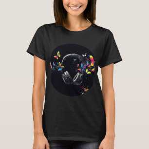 Kopfhörer und Schmetterlinge T-Shirt