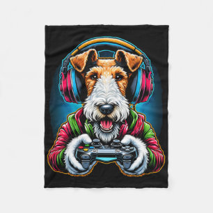 Kopfhörer Videospiel Draht Fox Terrier Hund Gaming Fleecedecke