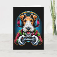 Kopfhörer Videospiel Draht Fox Terrier Hund Gaming