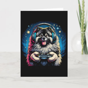 Kopfhörer Videospiel Keeshond Hund Gaming Karte