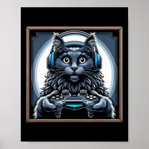 Kopfhörer Videospiel Nebelung Katze Gaming Poster