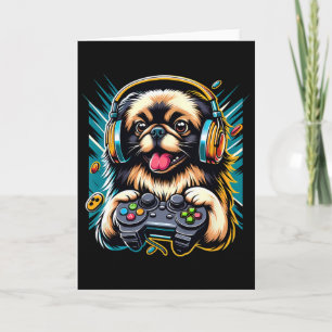 Kopfhörer Videospiel Pekingeser Hund Gaming Karte