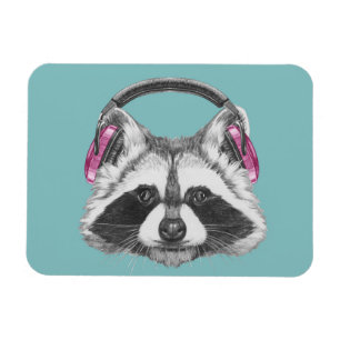 Kopfhörer-Waschbär Magnet