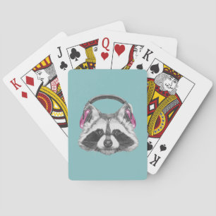 Kopfhörer-Waschbär Spielkarten