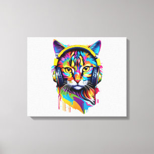 Kopfhörerkatze Leinwanddruck