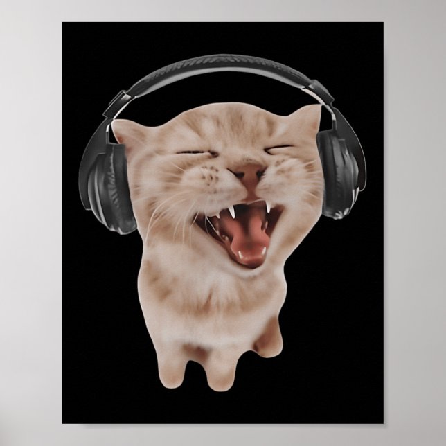 Kopfhörerkatze Poster (Vorne)