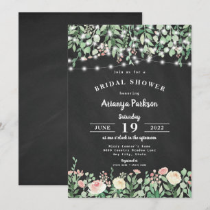 Kopfkarton Blush Floral Lights Brautparty Einladung