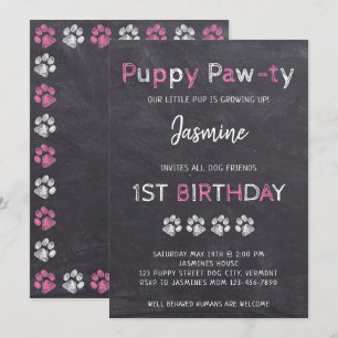Kopfkarton Rosa Welpe Pawty Hund Geburtstag Einladung