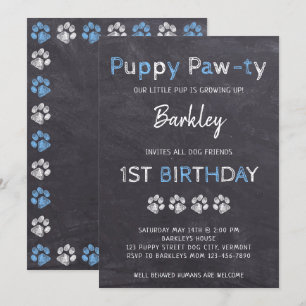 Kopfkarton Welpe Pawty Hund Geburtstag Einladung