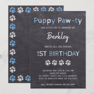Kopfkarton Welpe Pawty Hund Geburtstag Einladung