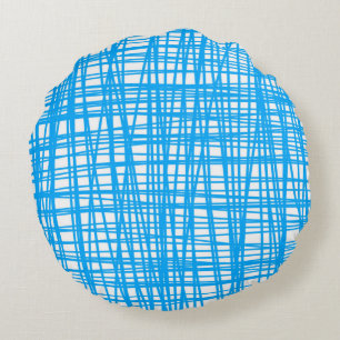 Kopfkissen aus blau-weiß rundes kissen