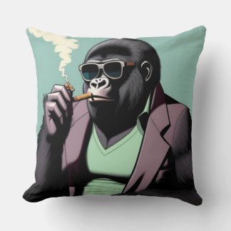 Kopfkissen, Gorilla mit Sonnenbrille rauchen Kissen