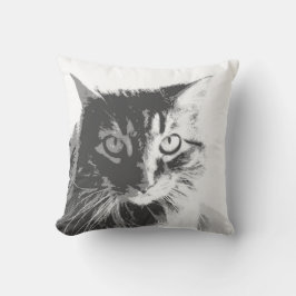 Kopfkissen Schwarz-Weiß Katze Gesichtsphoto Kissen