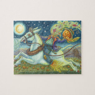 KOPFLOSE HORSEMAN-SKARECROW AUF DER WEISSEN MULE P PUZZLE